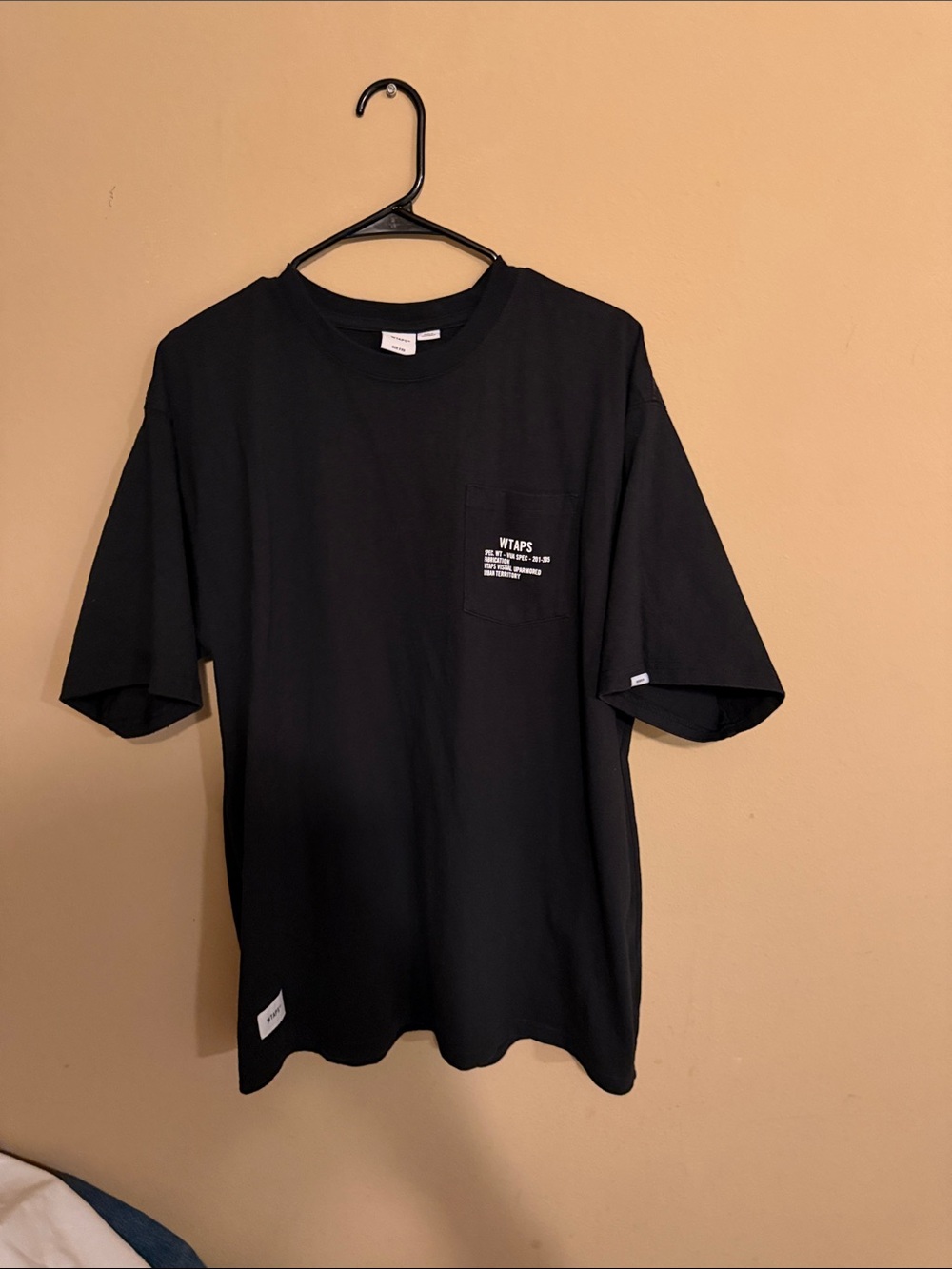 WTAPS Black Short-Sleeve Pocket Tee with Logo